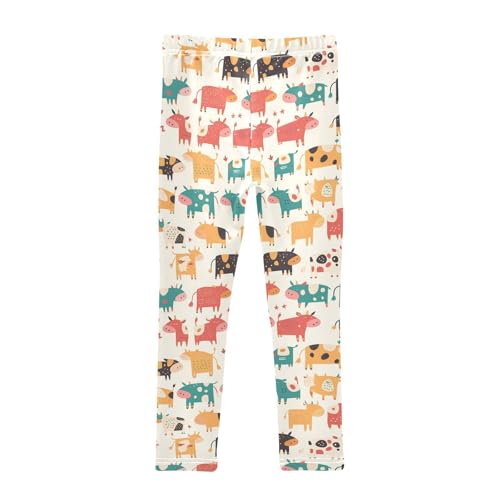 KLL Cute Cow Pattern Hand Drawn Toddler Girls Cotton Pants Comfortable Full Length Pants Gym2