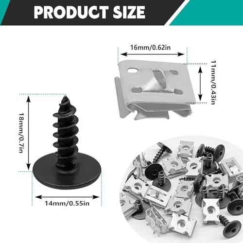 Image of 15Sets Fender Liner Bumper Cover Splash Shield Scew Nut Kit, Compatible with VW GoIf Jetta Passat Tlguan AUD A4 A6 A7 A8 Q5 RS5 S6 S7 S8, N90974701 N90959101