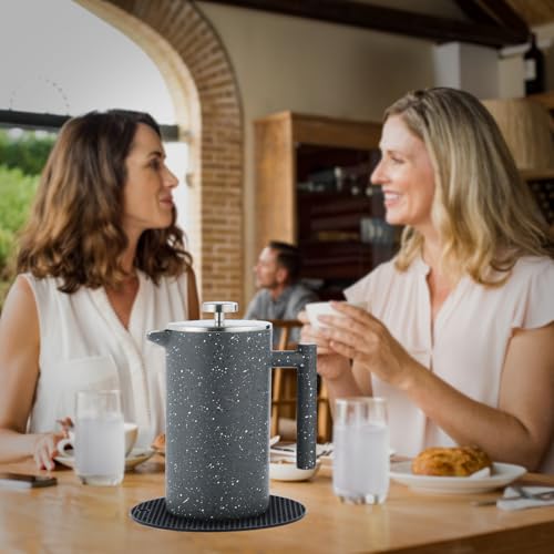 KOOYAT Cafetiere French Press Coffee Maker with Capacity of 1000ml / 8 Cup Double Walled Insulated Coffee Press for Ground Coffee at Home Travel Large Caffettiera Gift Set for Woman Man Marble Color - Image 6