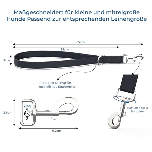 Testnote: Sehr gut - Kurzführer Hund 31cm I Wetterfest aus Biothane und Neopren Polsterung I Griffstück für Golden Pets Hundeleine I Hundeleine kurz kleine - große Hunde