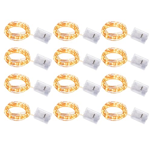 Ebksqs Mini Lichterkette [12 Stück] 1m 10 warmweiß 3 Modi - Deko innen/außen für Weihnachten Party Hochzeit