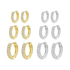 Gold+Silver-6Pairs-8/10/12mm-CZ