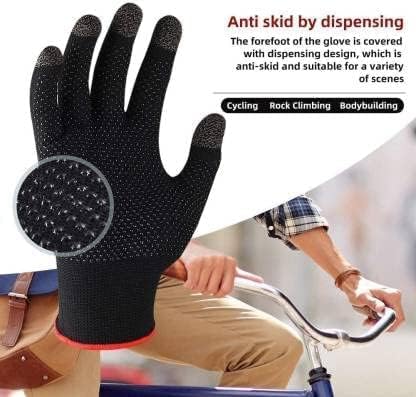 Image of QOCXRRINPolyester Gym Workouts Full Hand Gloves for Men Summer Bike Riding,Anti-Sweat Breathable for Gym,Hiking,Cycling,Travelling,Camping,Pubg & Free Fire,Full Finger Gloves-Multipurpose.