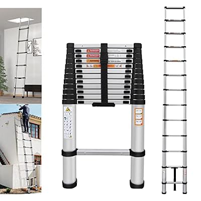 Telescoping Ladder, 16 FT Aluminum Telescopic Ladder Extension Collapsible Ladder for RV, Multi-Purpose Folding Ladder Roof Ladder Attic Ladder, Heavy Duty 330lbs Max Capacity Outdoor Work Ladder