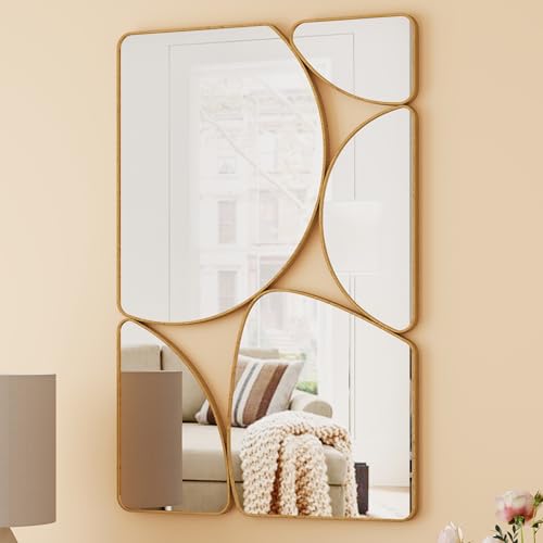 SHYFOY Antique Gold Mirror Wall Decorative, 35.4x23.6 Oblong Odd Mirrors
