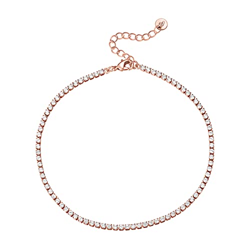 Pavoi 14K Gold Plated Tennis Anklets For Women | Tennis Ankle Bracelet For Women (Tennis, Rose Gold Plated) #TOP2