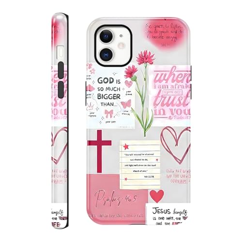 Coque chrétienne iPhone 11 esthétique avec cœur de fleurs et citations