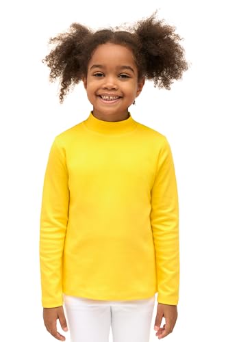 Image of Lilax Girls' Basic Long Sleeve Mock Turtleneck Cotton T-Shirt
