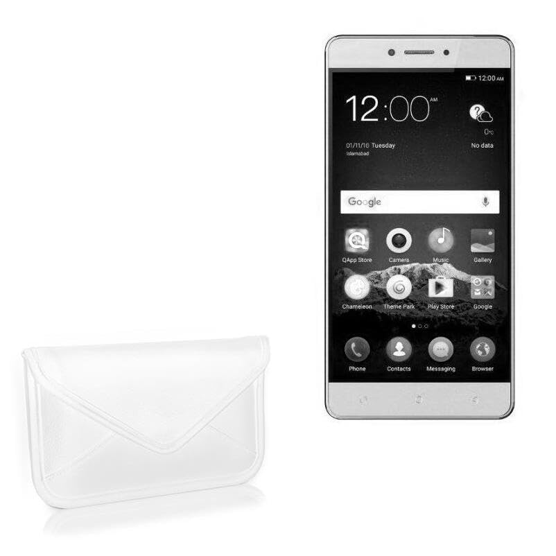 BoxWave Case Compatible with QMobile King Kong Max - Elite Leather Messenger Pouch, Synthetic Leather Cover Case Envelope Design - Ivory White