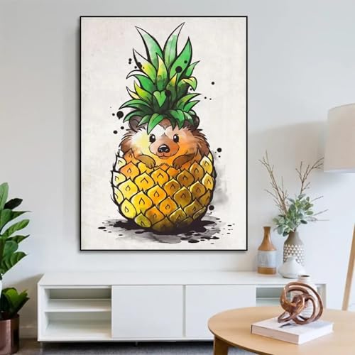 Décoration murale ananas et hérisson pour créer une ambiance chaleureuse dans le salon