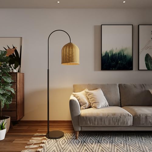 EzeeLum Rattan Floor Lamp, 66in. Boho Floor Lamp...