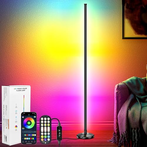 Image of DeeprBling LED Floor Lamp, 165 cm RGB Dimmable Floor Lamp with Remote Control and Bluetooth APP, 16 Million Colours, Music Sync and Timer, DIY Mode (Multicolored)