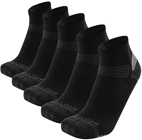 Suwangi 5 paar sportsokken voor heren, sneakersokken, gevoerde loopsokken, ademend, korte sokken, winter, warme thermische sokken, antislip, Schwarz, Medium