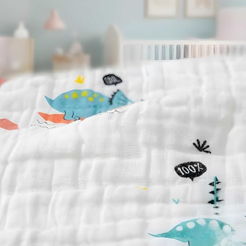 Image of Large Cotton Muslin Baby Bath Towel Super Soft Bathing Towel for Newborn Highly Absorbent, Kids Boys and Girls Size 60 x 120 cm Multicolor (Print May Vary)