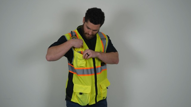 KwikSafety - Charlotte, NC - BIG KAHUNA Safety Vest [11 Pockets] Class 2 ANSI OSHA Reflective Vest Durable High Visibility Vest Construction Safety Vest for Men Industrial Work Gear/Orange Medium