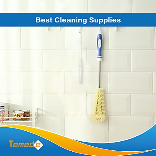 Temede Bottle Brush 16.5" Long Steel Handle Water Cup Cleaner,Flexible Scrub Brush For Kitchen Household Cleaning Wash Baby Bottles,Sports Bottles,Glasswares,Mug,Food Jar,Tumblers Or Wine Stemware #TOP6