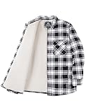 KEFITEVD Chaqueta de invierno para hombre, camisa de franela de manga larga, camisa térmica para hombre, chaqueta de leñador, forrada chaqueta de entretiempo para otoño, Negro , XL