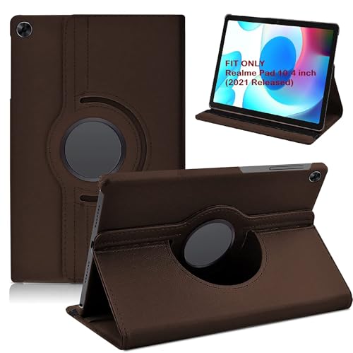 Image of Flip Cover for Realme Pad 10.4 inch Tablet 360 Degree Rotating Stand Case Cover (Brown)