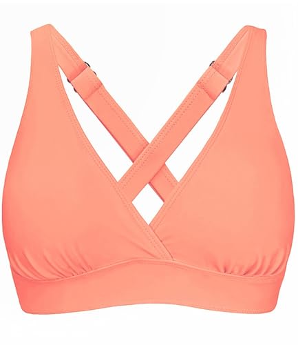 Image of Women's Sporty Adjustable Wide Straps Bikini Top Large Bust Criss Cross Back Supportive Swimsuit Tops Only
