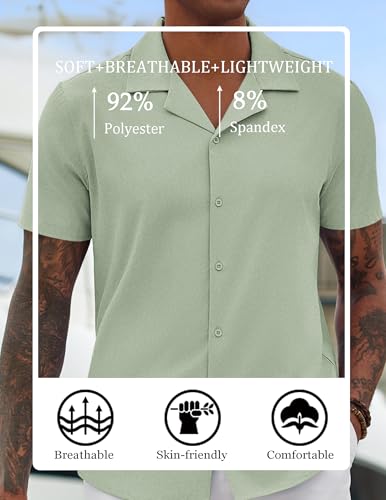 COOFANDY Mens Short Sleeve Shirts Casual Button Down Shirts Cuban Textured Summer Beach Shirts4