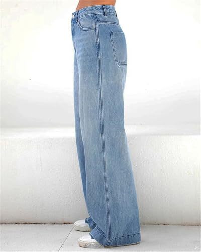 Women's Boyfriend Baggy Jeans Low Waist Wide Leg Straight Denim Pants 90s Baggy Jeans with Pockets4