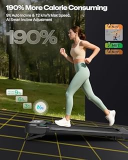 UREVO Foldimix 5 Treadmills for Home, Walking Pad with Adjustable Handle Bar, Multi-Functional Workstation Treadmill, Dual Brushless Motorized, 14-Point Shock Absorption, Compact Design