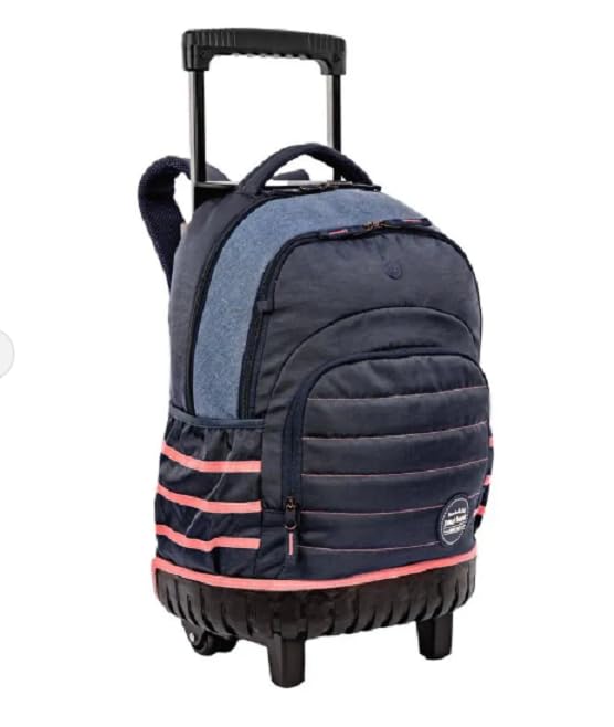 SESTINI Mochila com Carrinho Paul Frank World, 35L, Azul Jeans, Compartimento para Notebook 15 Polegadas, 3 Compartimentos