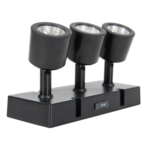 Sunjoy Magnetic LED Spot Lights Potable Spotlight Adjustable Tilt Angle Accent Lighting, USB Rechargeable Wireless Rotating Work Llight with Magnetic Attachment, Hook and Remote, Black