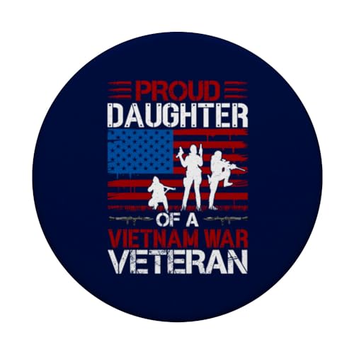 Proud Daughter Of A Vietnam War Veteran American Flag PopSockets Swappable PopGrip, Black - Image 3
