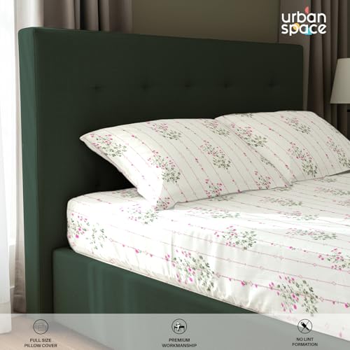 Image of Urban Space Serene 100% Cotton 200 TC Printed Bedsheet for Single Bed with 1 Pillow Cover (Size 58 x 90 inches, Sedum Pink)