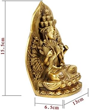 Miniatura 2 de Fengshui - Estatua de KwanYin, estatua de las mil manos de Guan Yin, estatuas de Buda de latón, esculturas para decoración del hogar (pequeño)