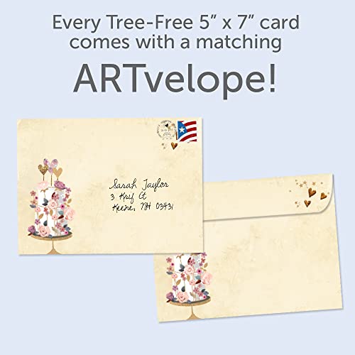 Tree-Free Greetings Wedding Cards - Artful Designs - 1 Card + Matching Envelopes - Made In Usa - 100% Recycled Paper - 5"X7" - Love And Happiness (Go65223) #TOP1