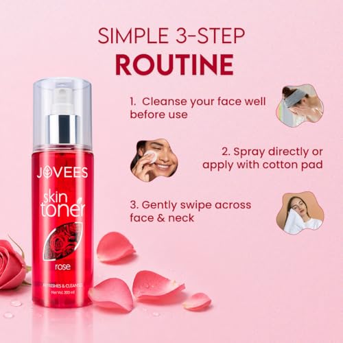 Image of Jovees Herbal Rose Skin Toner For Refreshing Youthful Skin, Tightens Pores, Healthy Glow | Face Mist & Toner For Normal to Dry Skin | Paraben, Alcohol And Chemical Free- 200ml