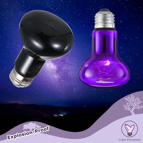 Image of 60W Reptile Night Light Bulb - Simulated Moonlight UVA Heat Lamp, Purple Basking Light for Bearded Dragons, Lizards, Snakes, Chameleons, Amphibians - 2-Pack (3.2 inch Diameter)