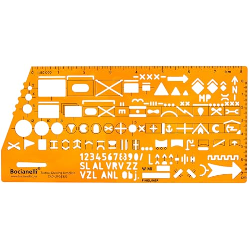 NATO OTAN Symboles Militaires des Troupes Trace Gabarit Normographe Armée Tactique 1: 50000 échelle Carte Topographique Dessin Technique Traçage Illustration