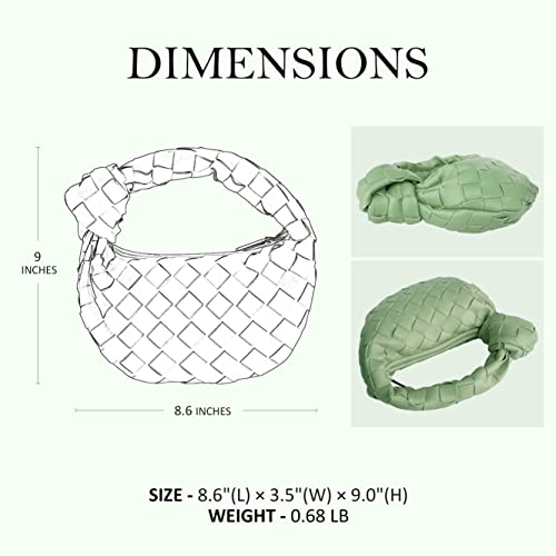 Jyg Knoted Woven Handbag For Women Fashion Designer Ladies Hobo Bag Bucket Purse Faux Leather (Green) #TOP1