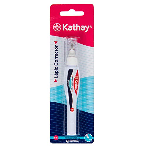 Kathay 86030700. Lápiz Corrector de Escritura Blanco, Punta Metal, 8ml, Perfecto para Correcciones