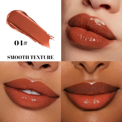 Image of Brown Plumper Moisturizing Butter Lipstick for Women, Natural Tinted Lip Balm Shine Nourishing Hydrating Lip Gloss Stain for Dry Lips, Lightweight Lip Liner Care Makeup, Vegan 1Pc Brown Black