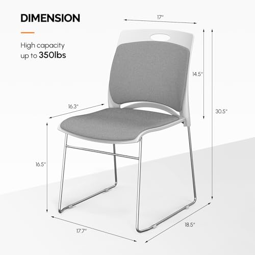 Vingli Stackable Chairs Set Of 4, Stacking Office Chairs With Metal Sled Base thumb #1