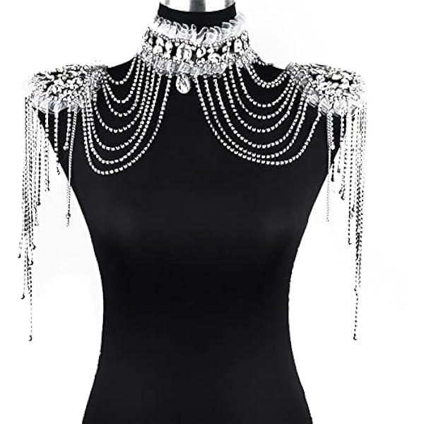 Lipfer Cadena De Hombro De Borla Cristalina Boda De Bridal De Bridestona del Chal del Chal del Collar del Hombro