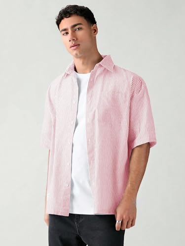 Image of Lymio Men Shirt || Striped Shirt for Man || Half Sleeve || 100% Cotton (Packs Also Available) (Oxford-Lining)