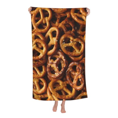 HYUNDP Pretzel Bread PatternTeli da spiaggia in microfibra sfusi, telo da spiaggia ad asciugatura rapida senza sabbia per adulti 30"x 731"