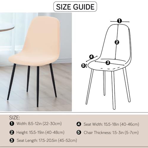 Image of HOKIPO 'SereneSolids' 140 GSM Shell Chair Cover, Mid Century Modern Dining Chair Cover, Pack of 1, Beige (AR-6248-BGE)