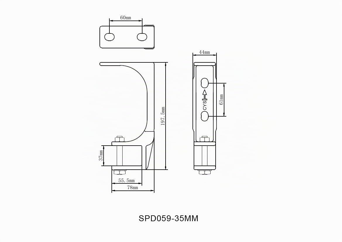 VANA SPP059, 35mm, Stahl, grau, 2-Stück, Decken- und Wandhalterung mit Befestigung, Markisen Kombihalterung