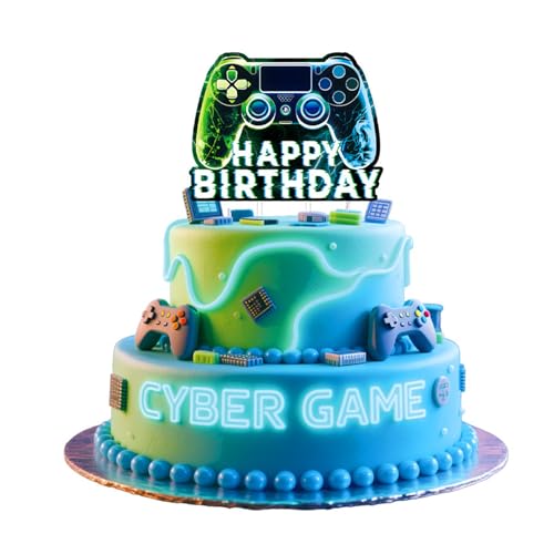 Topper de Pastel de Videojuego Nymora, Juego 'Toppa la Tarta' para Niños, Decoración de Pastel de Cumpleaños