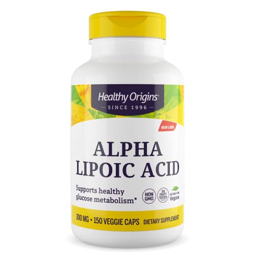 Healthy Origins Alpha Lipoic Acid 300 mg 150 Veggie Capsules - High Potency Universal Antioxidant Supplement - Supports Healthy Blood Sugar Metabolism Nerve Health & Cellular Energy Production