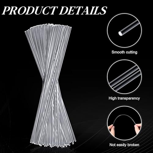Image of Vicenpal 120 Pcs 8 Inch Clear Acrylic Rods 2 mm Plant Stakes Acrylic Dowel Rods Plant Support Stakes Round Strip Sticks for Party DIY Crafts Decorations Gardening