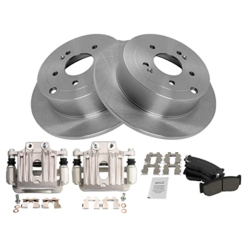 Image of TRQ Rear Brake Pad and Rotor Set Ceramic Solid Rotors Calipers | For 2007-2009 Hyundai Santa Fe