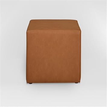 Studio Living Warren 18 Cube Ottoman, Urban Transitional, Fully Assembled, Vegan Leather Fabric, Carmel