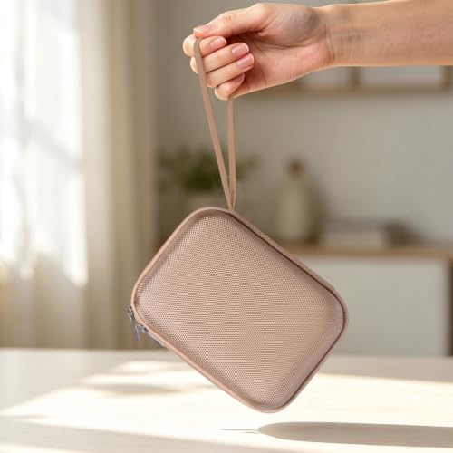 Carrying Case Compatible with Portable Handheld Inhaler Mesh Nebulizer for Adults Kids, Asthma Inhaler Hard Travel Emergency Medical Bag for Inhaler Spacer Case, Compact Medical Holder Case, Gold Detail